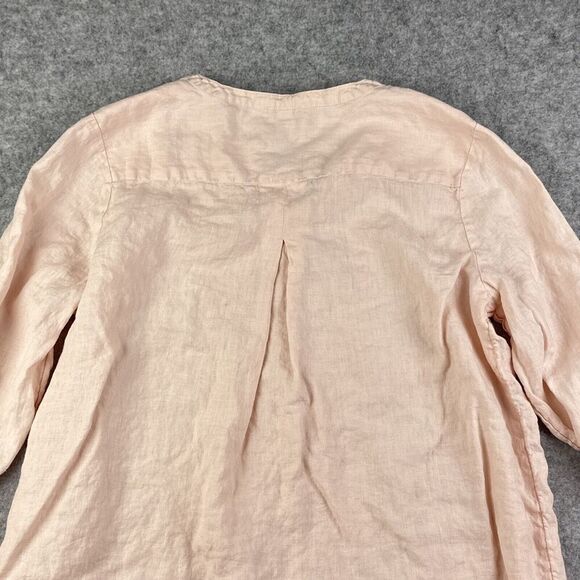 Sundance Catalog Linen Top Womens L Pintuck Button Long Sleeve Coastal Boho* - Picture 5 of 11